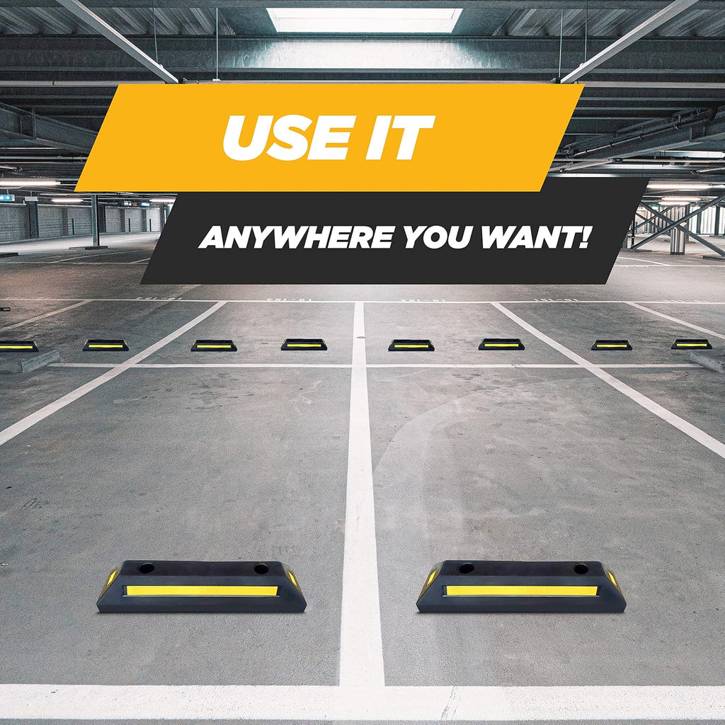 Heavy Duty Rubber Parking Curb Guide –Car Block - Driveway Car Garage Wheel Stopper- Professional Grade Parking