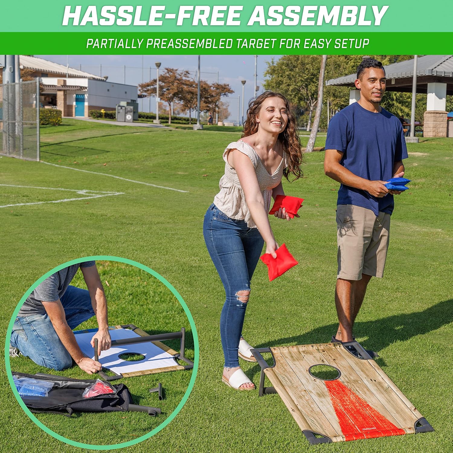 Portable Cornhole Game Sets – Premium Outdoor Lawn or Beach Toss Game