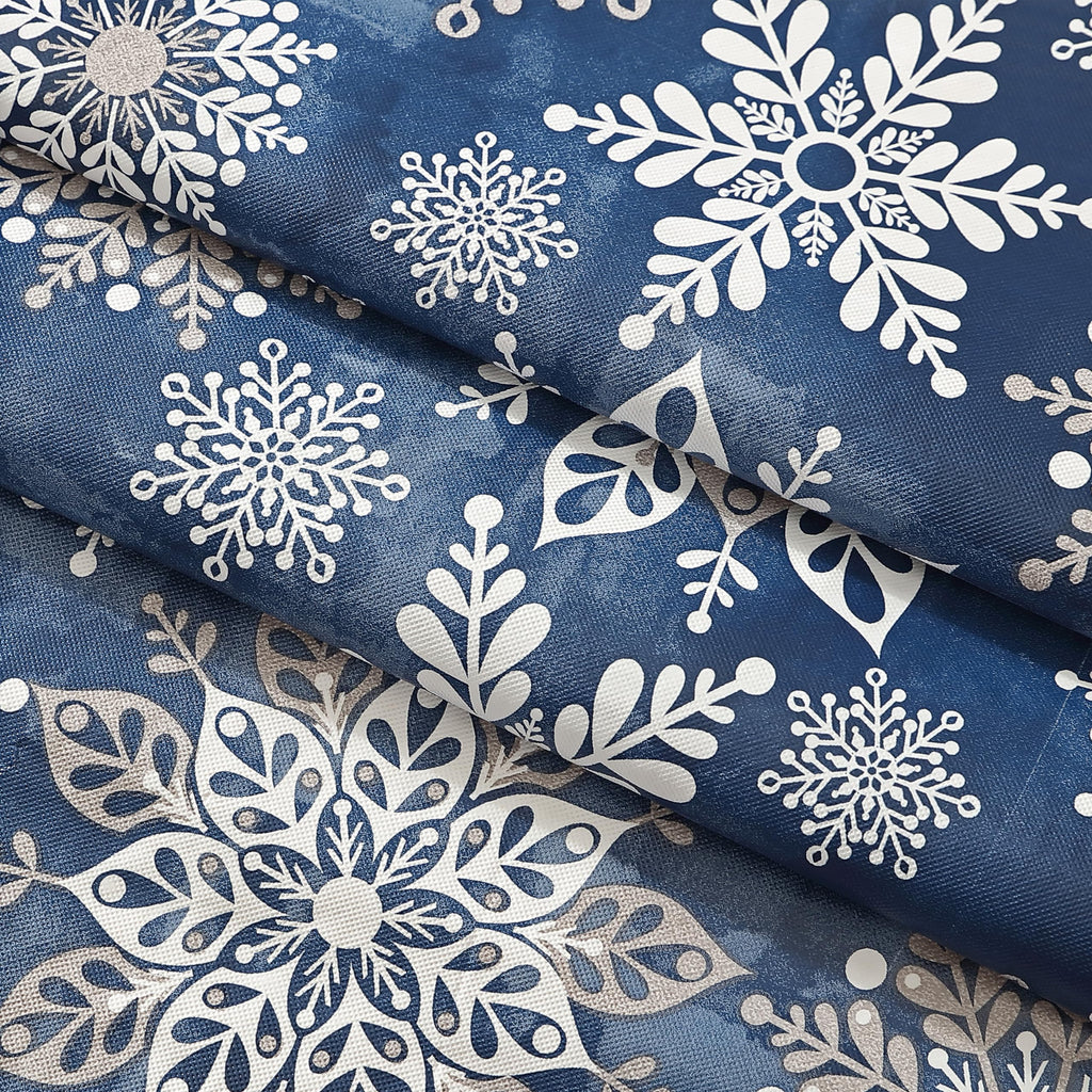 Christmas Navy Snowflake 52 x 70 Rectangle Vinyl Tablecloth