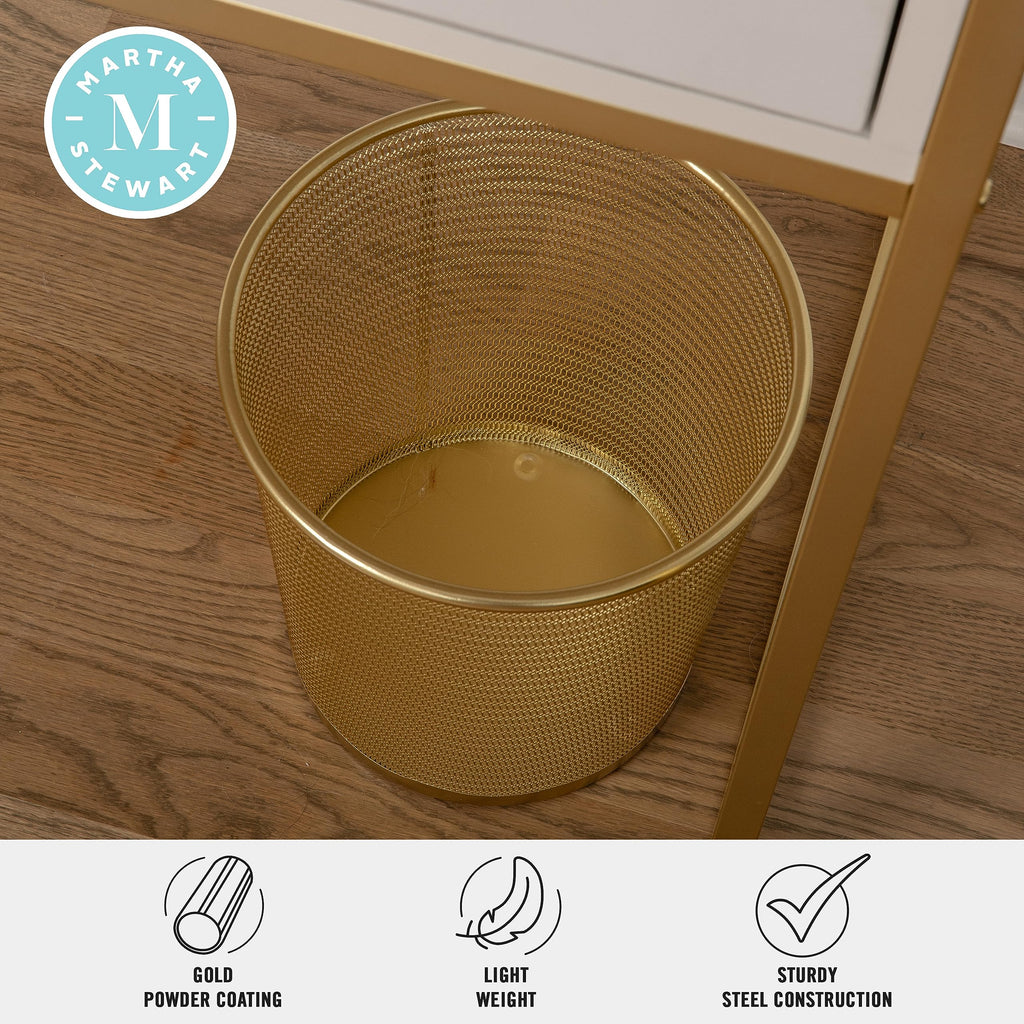Ryder 4.5 Gallon Mesh Metal Wastebasket, Gold