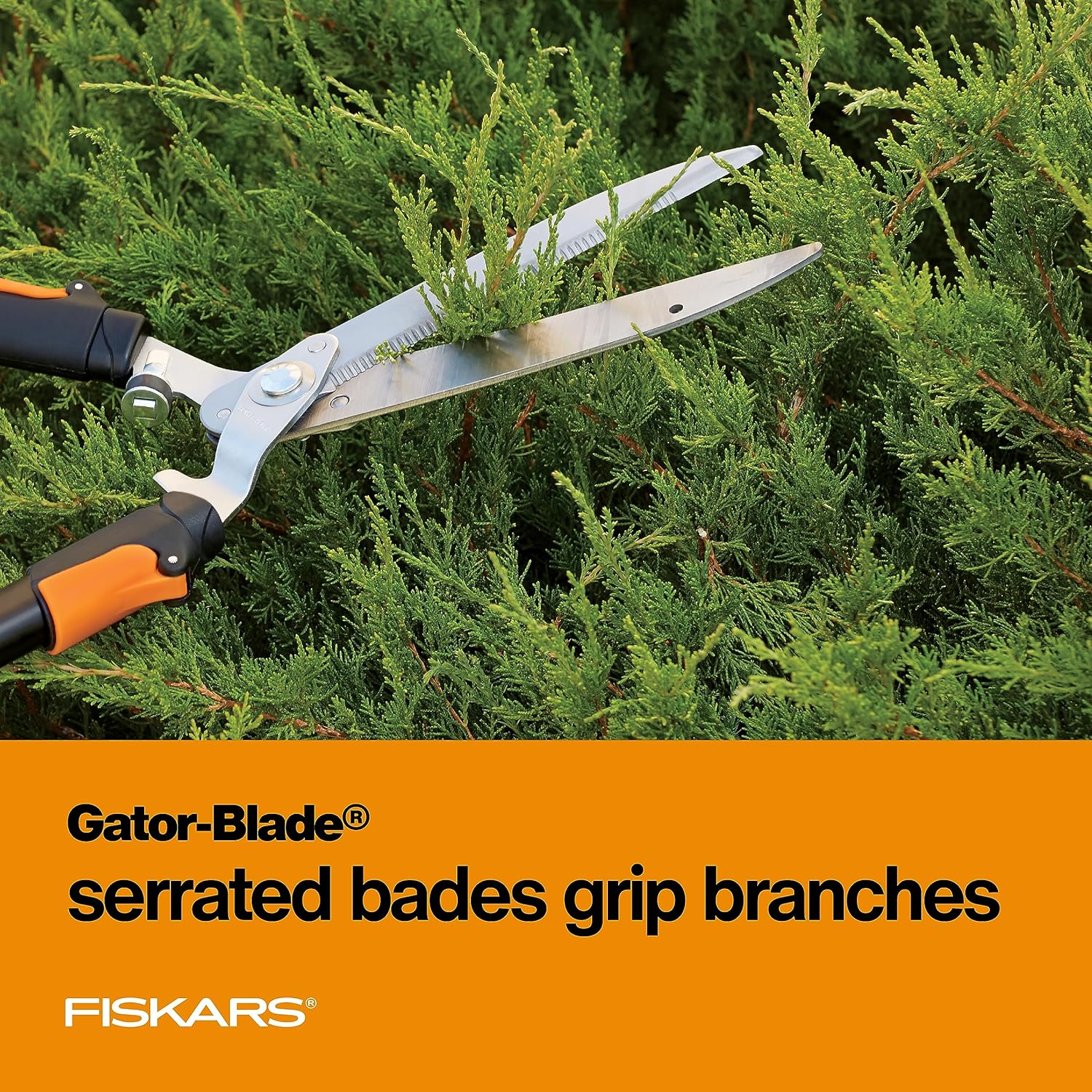 Power-Lever Extendable Hedge Shears, Self-Sharpening Serrated Steel Blades for Clean Cuts, Handles Adjust 25"-33" for
