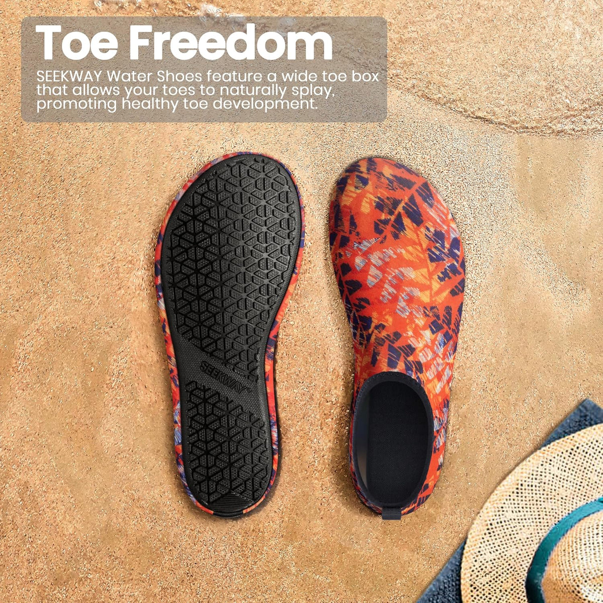 Water Shoes Women Men Adult Quick-Dry Aqua Socks Barefoot Non Slip for Beach Swim River Pool Lake surf Black Size SK002
