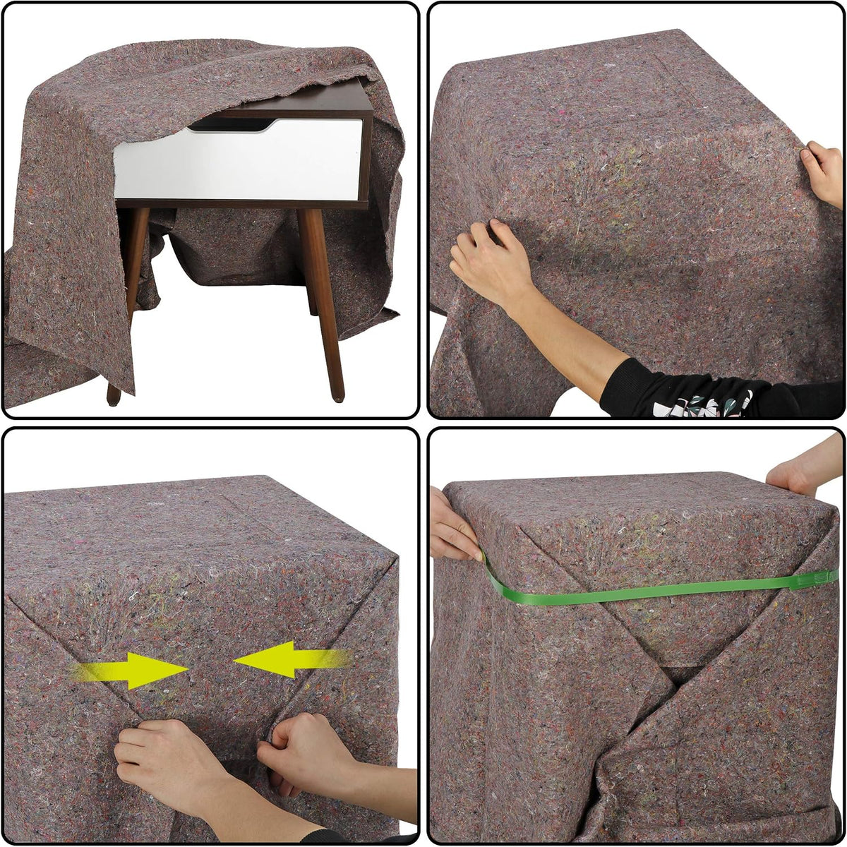 Textile Moving Blankets 100% Recycled 54” x 72” Professional Shipping Moving Packing Pads Furniture Pads Storage