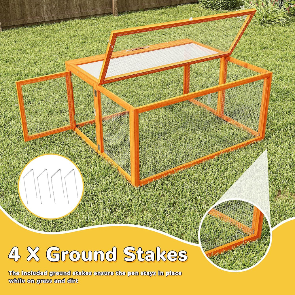 Chicken Coop Run Portable Chicken Cage Pens Rabbit Hutch, Orange