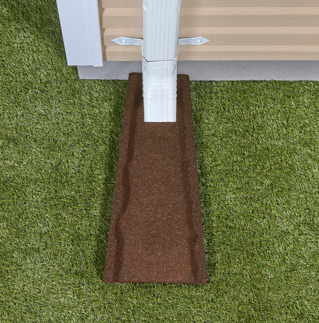 Premium Rubber Downspout Splash Block, Rain Guard, Stone Textured Drain Extender (Brown)